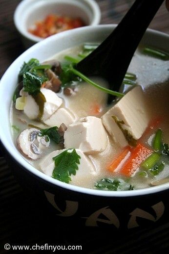 Vegetarian Thai Soup Recipe with Tofu and Mushrooms