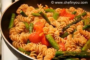 Baked Asparagus with Kamut Pasta Spirals