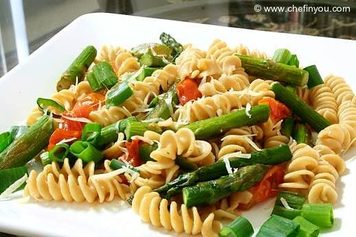 Baked Asparagus with Kamut Pasta Spirals