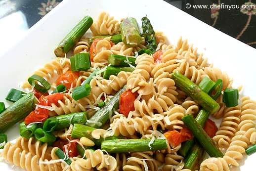 Baked Asparagus with Kamut Pasta Spirals