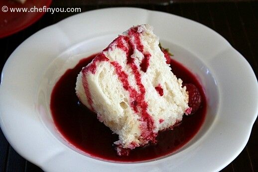 Angel Cake with Berry Coulis (Sauce) Recipe
