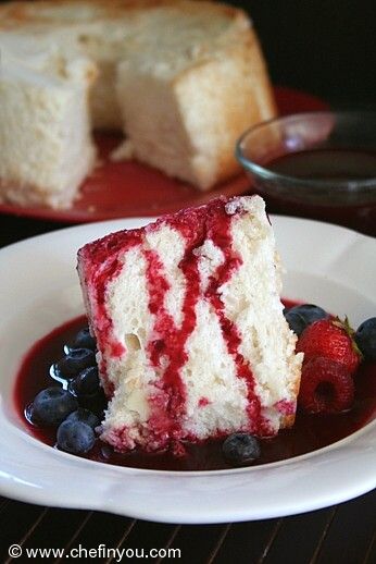 Angel Cake with Berry Coulis (Sauce) Recipe