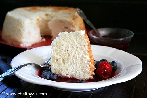 Angel Cake with Berry Coulis (Sauce) Recipe