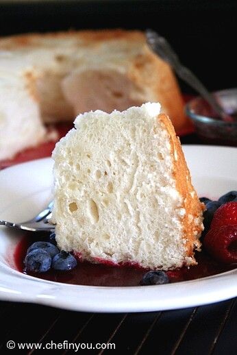 Angel Cake with Berry Coulis (Sauce) Recipe