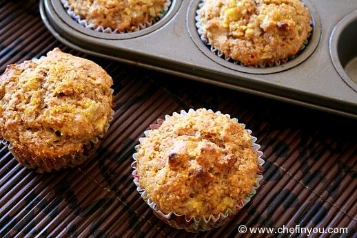 Healthy Pear Muffins Recipe | Low fat Walnut Muffins