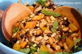 Grilled Corn,Black bean and Mayocoba salad