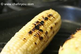 Grilled Corn,Black bean and Mayocoba salad