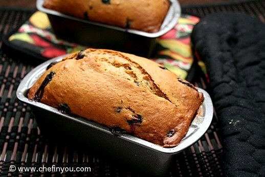 Eggless Banana Blueberry Bread Recipe