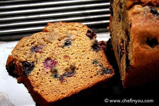 Eggless Banana Blueberry Bread Recipe