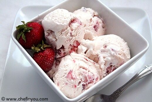Easy ice cream with fresh strawberries Recipe | Eggless Strawberry Ice Cream Recipe