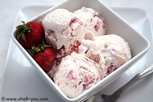 Easy ice cream with fresh strawberries Recipe