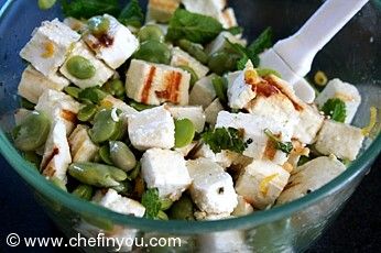 Grilled Paneer and Fava bean Salad Recipe