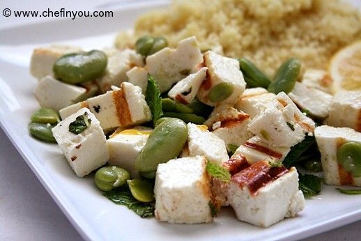 Grilled Paneer and Fava bean Salad Recipe