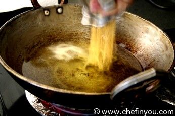 South Indian Oma Podi ( Crispy Spiced gram flour noodles)