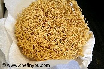 South Indian Oma Podi ( Crispy Spiced gram flour noodles)