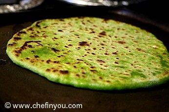 Indian Palak Paneer Paratha recipe (Spinach and Paneer Flatbread)