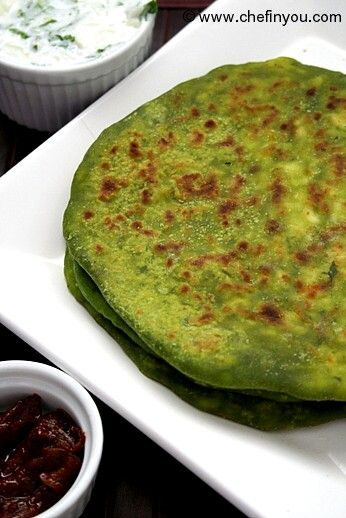 Indian Palak Paneer Paratha recipe (Spinach and Paneer Flatbread)