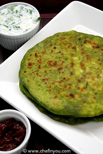 Indian Palak Paneer Paratha recipe (Spinach and Paneer Flatbread)
