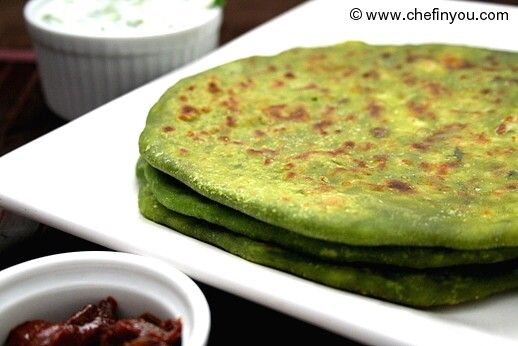 Indian Palak Paneer Paratha recipe (Spinach and Paneer Flatbread)