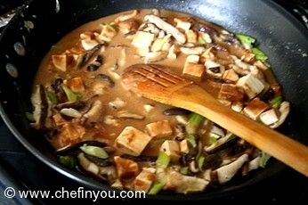 Vegetarian Dandan noodle with Tofu and Shiitake Mushrooms