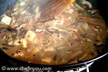 Vegetarian Dandan noodle with Tofu and Shiitake Mushrooms