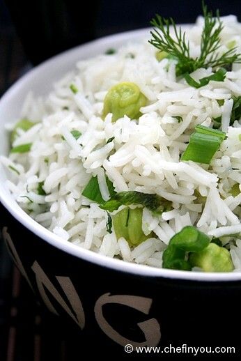 Herb Rice Pilaf with fresh green chickpeas