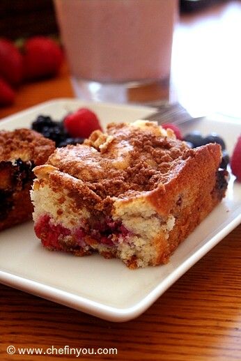 Blueberry, Blackberry, Raspberry Coffee Cake Recipe