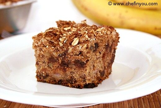 Eggless Banana Cake with Oats