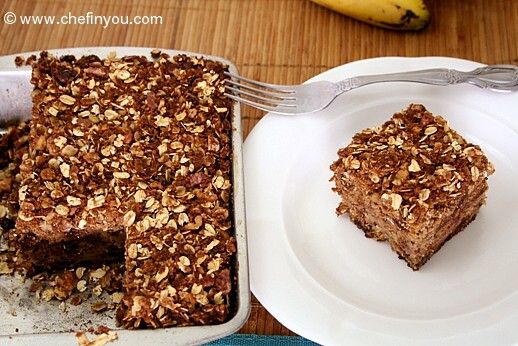 Eggless Banana Cake with Oats