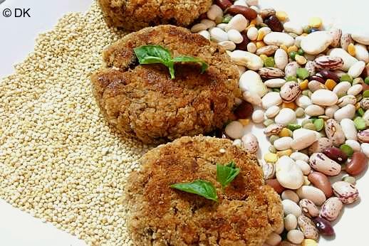 Baked Quinoa and 15 bean croquettes