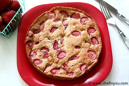 Eggless Strawberry Yogurt Cake Recipe (Low Fat)