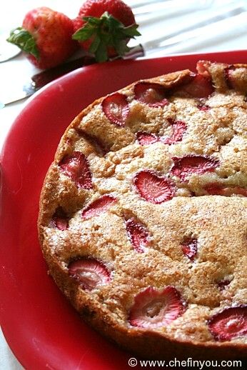 Eggless Strawberry Yogurt Cake Recipe (Low Fat)