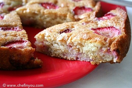 Eggless Strawberry Yogurt Cake Recipe (Low Fat)