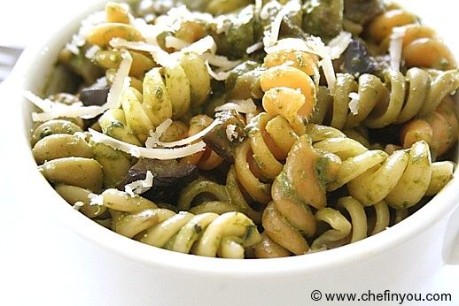 Eggplant Basil Pesto Pasta Recipe 