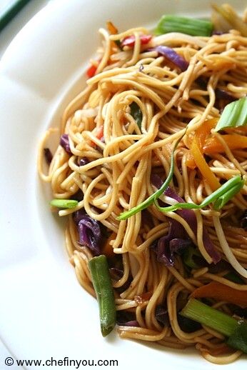 Indo Chinese Vegetarian Hakka Noodles recipe