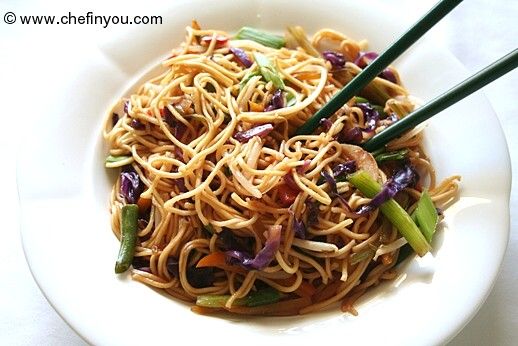 Indo Chinese Vegetarian Hakka Noodles recipe