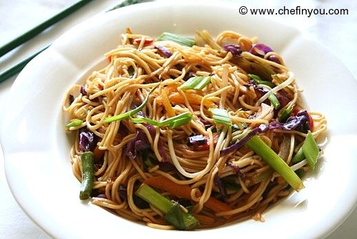 Indo Chinese Vegetarian Hakka Noodles recipe
