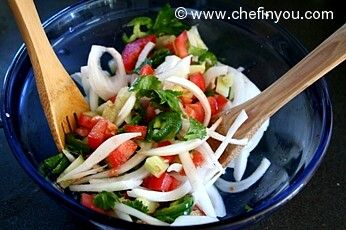 Kachumber (onion cucumber and tomato salad) Recipe