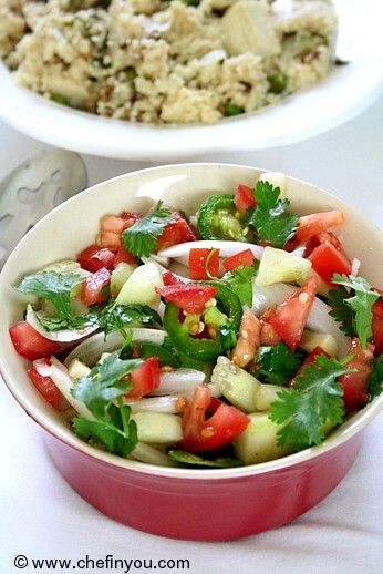 Kachumber (onion cucumber and tomato salad) Recipe