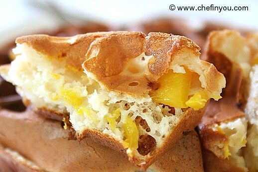 Belgian Style Mango Waffles Recipe | Breakfast recipes