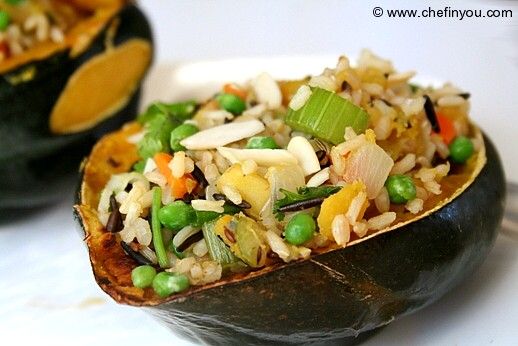 Stuffed Acorn Squash with mixed rice Pilaf