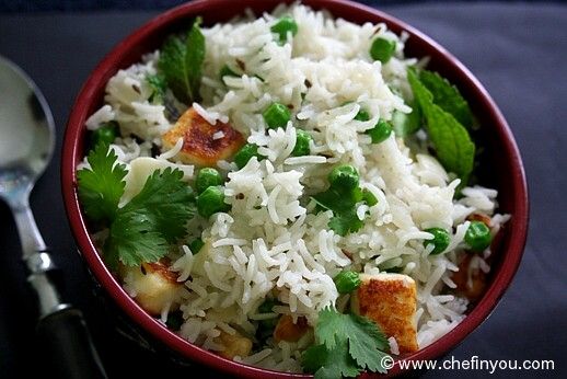 Green peas and Paneer Pulao recipe