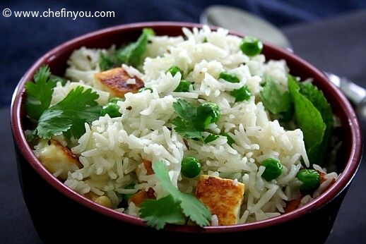 Green peas and Paneer Pulao recipe