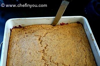 Upside Down Whole wheat Plum Blackberry Cake recipe ( Low fat, Whole grain, Corn meal Cake)