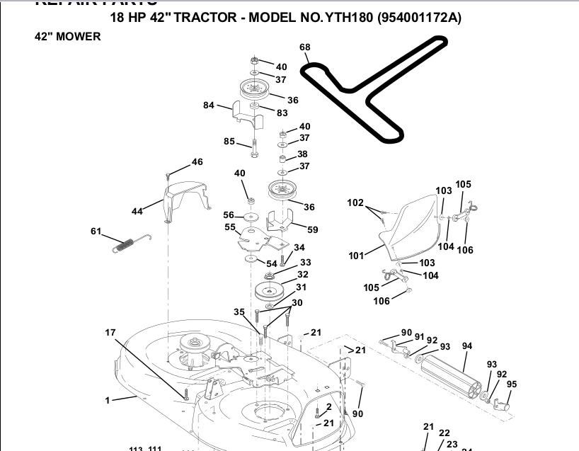 IDLER PULLEYS replacement help on yth180 husqvarna