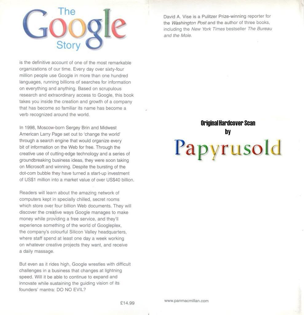 The Google Story - by David Vise (Original Hardcover Edition Scan)
