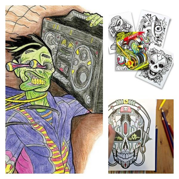 Zombies, sugar skulls, and graffiti? What more could kids want from Art With Edge by Crayola -- coloring books made for tweens and teens.