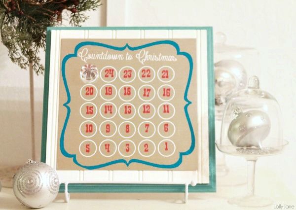 Festive and fun advent calendars: DIY magnet advent calendar from Lolly Jane -- cool and sophisticated.