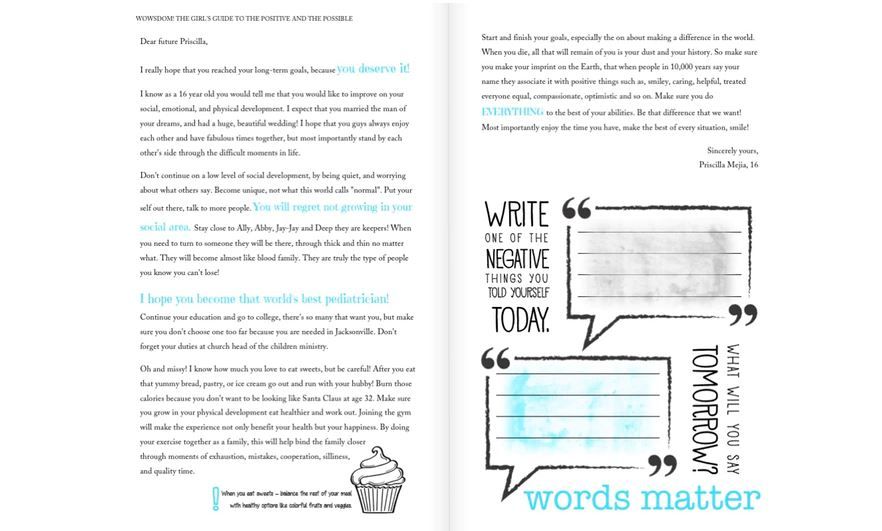 WOWsdom! features fun activities, insightful advice, and much more to inspire girls -- like this "Letter to my future self" written by a teen girl.